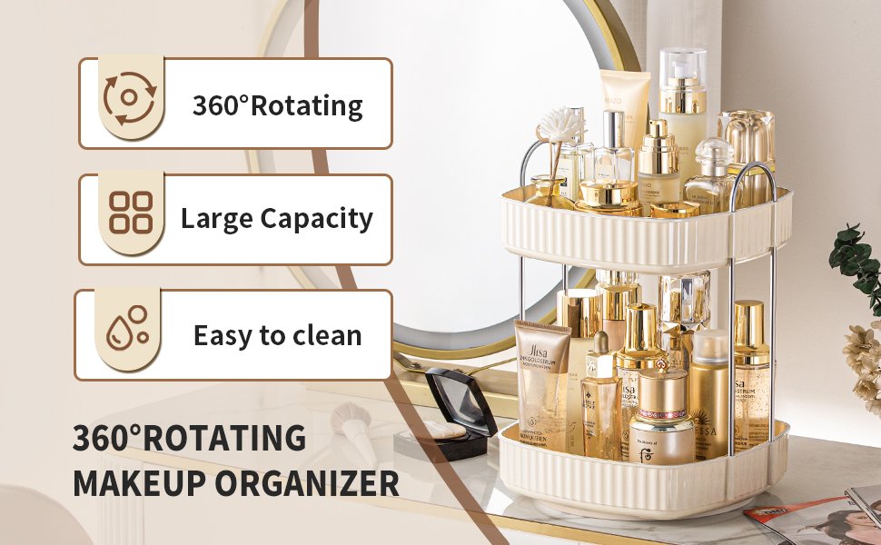 360 Rotating Makeup Organizer for Vanity