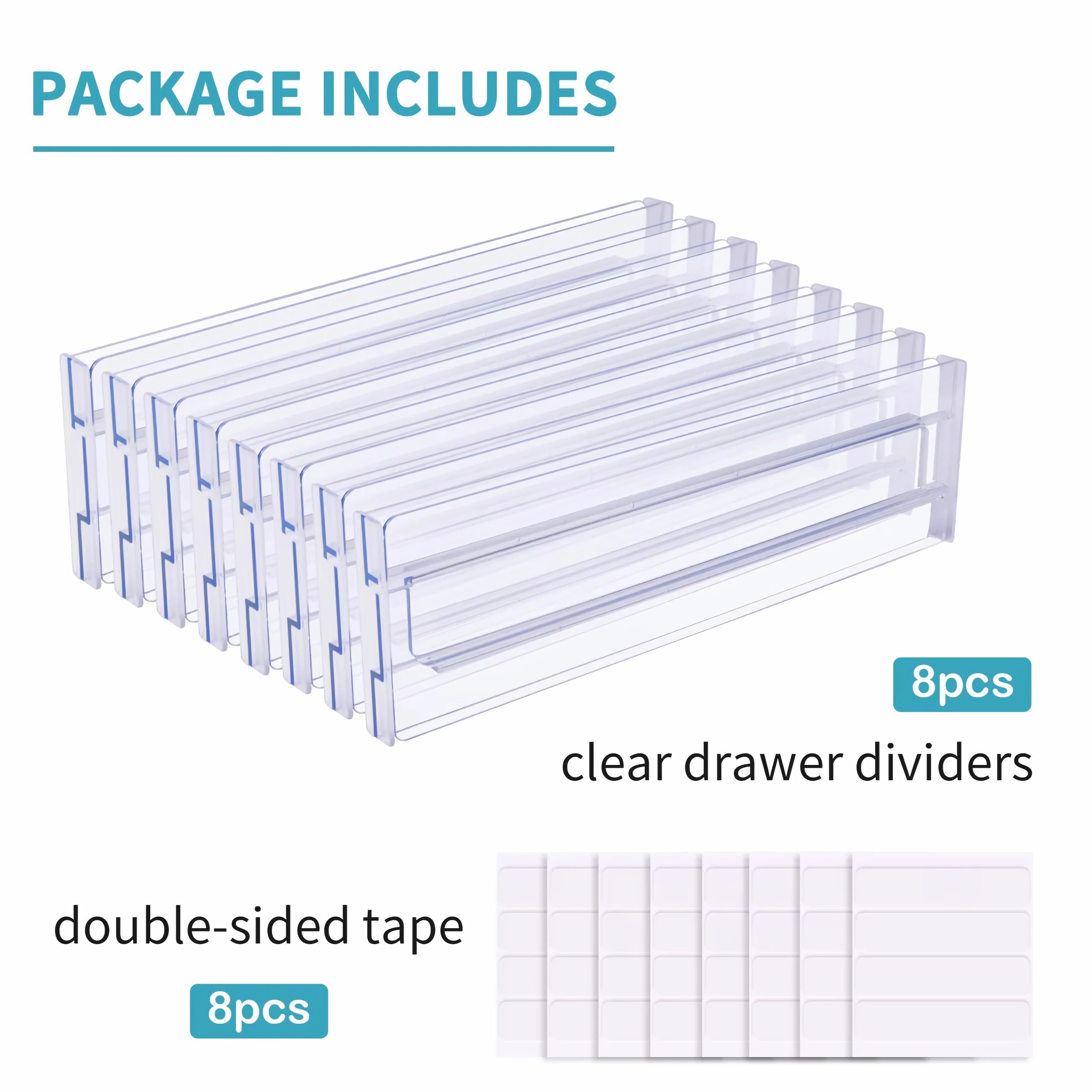 product includes-clear drawer dividers,double-sided tape