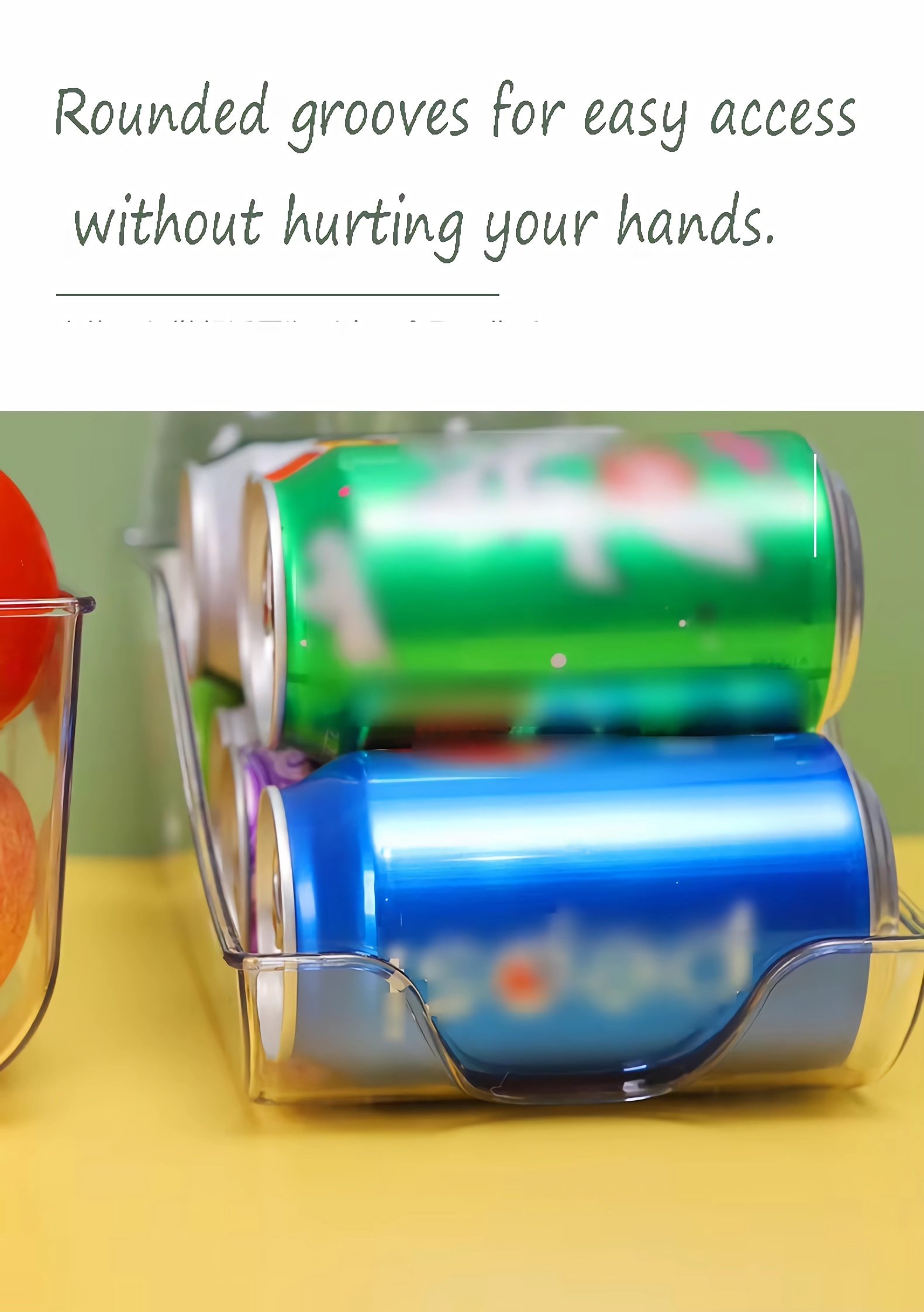 rounded grooves for easy access without hurting your hands-Kitchen Clear Soda Can Organizer 