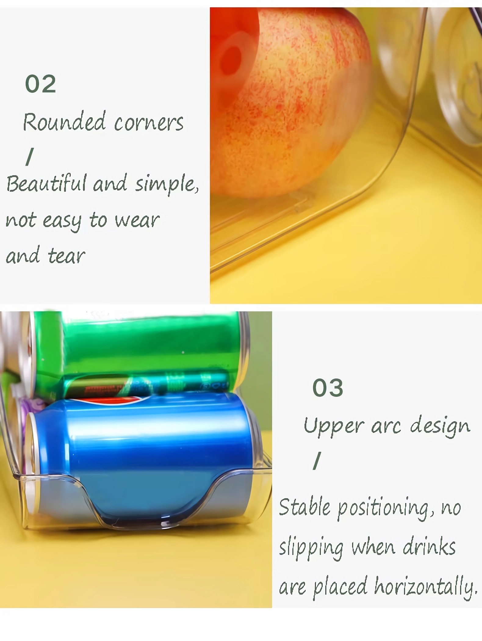 rounded corners-Kitchen Clear Soda Can Organizer 