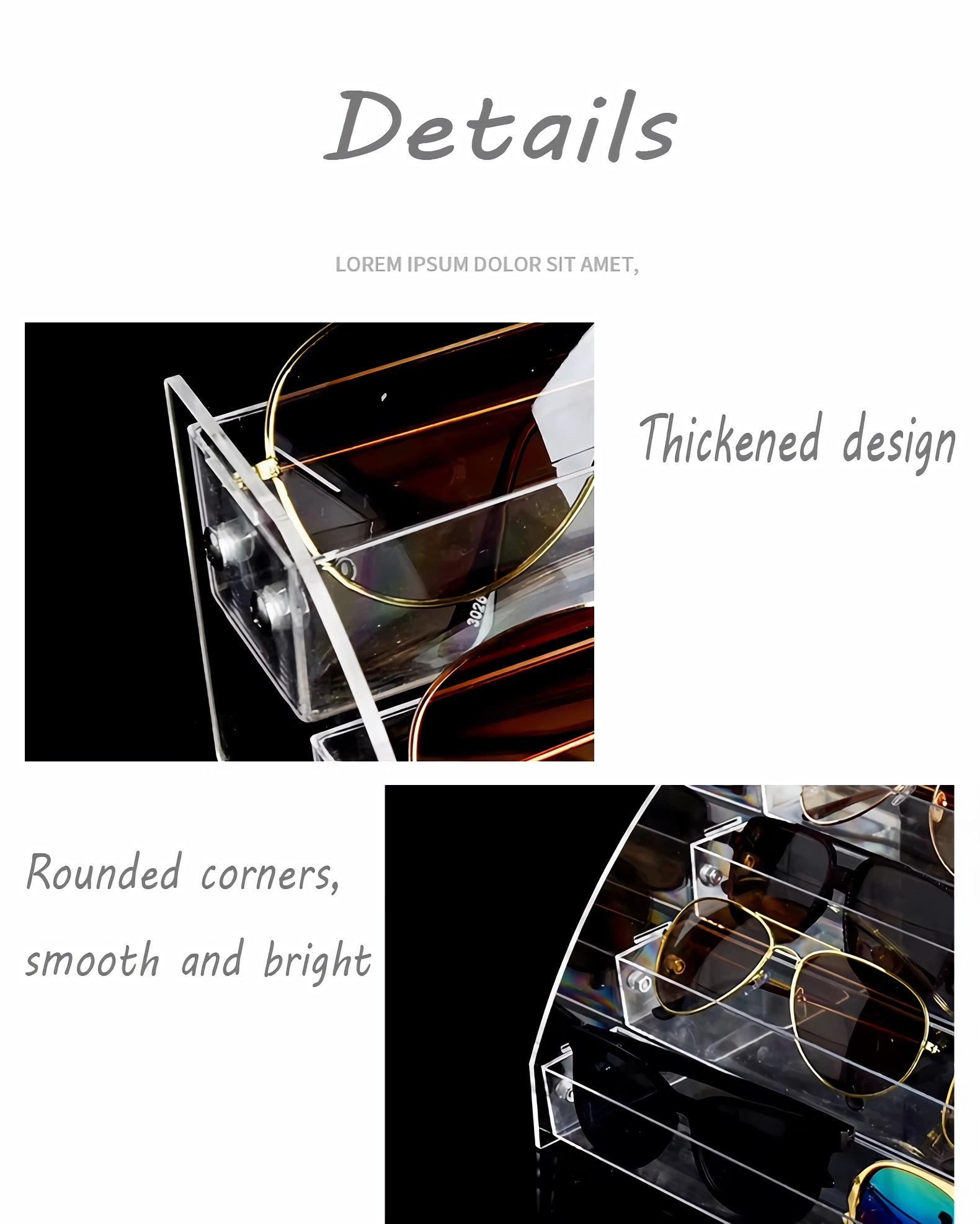 details show-Transparent sunglasses Countertop Organizer