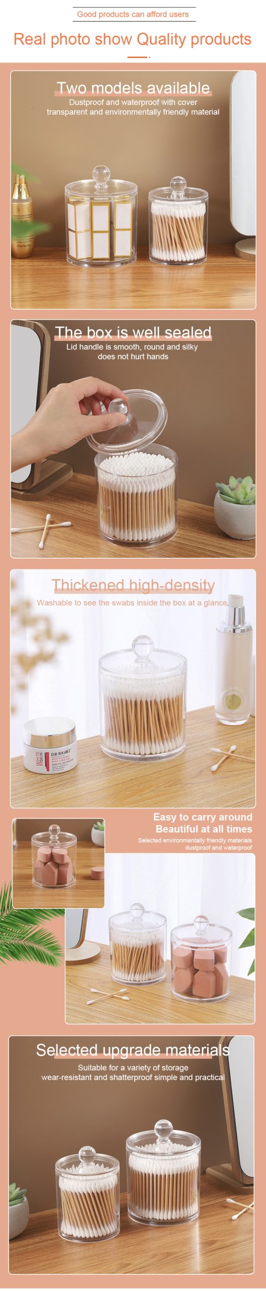 cotton swab pad holder for makeup-show countertop organizer