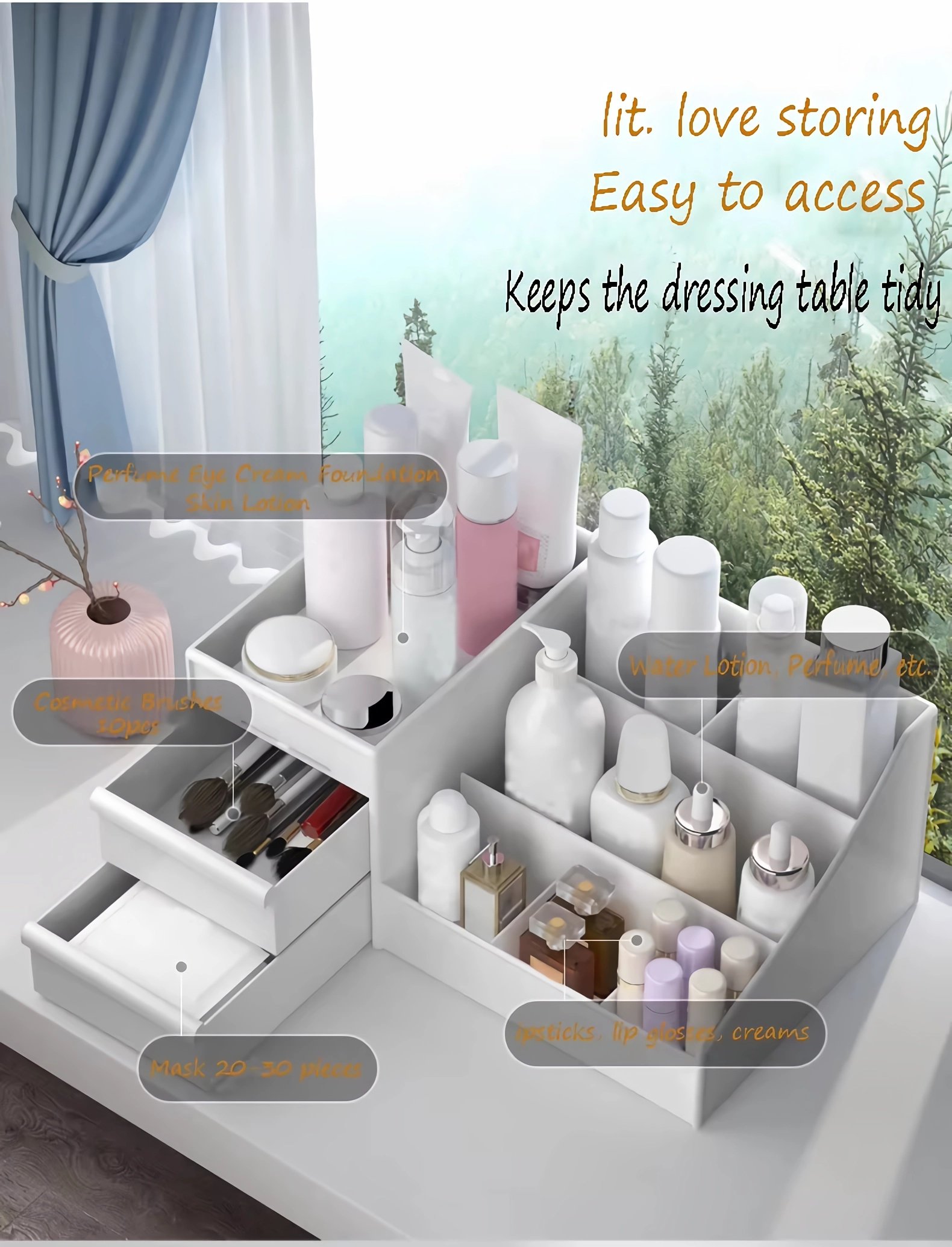 lit. love storing easy to access-Cosmetic with Drawer Multi-Functional Storage