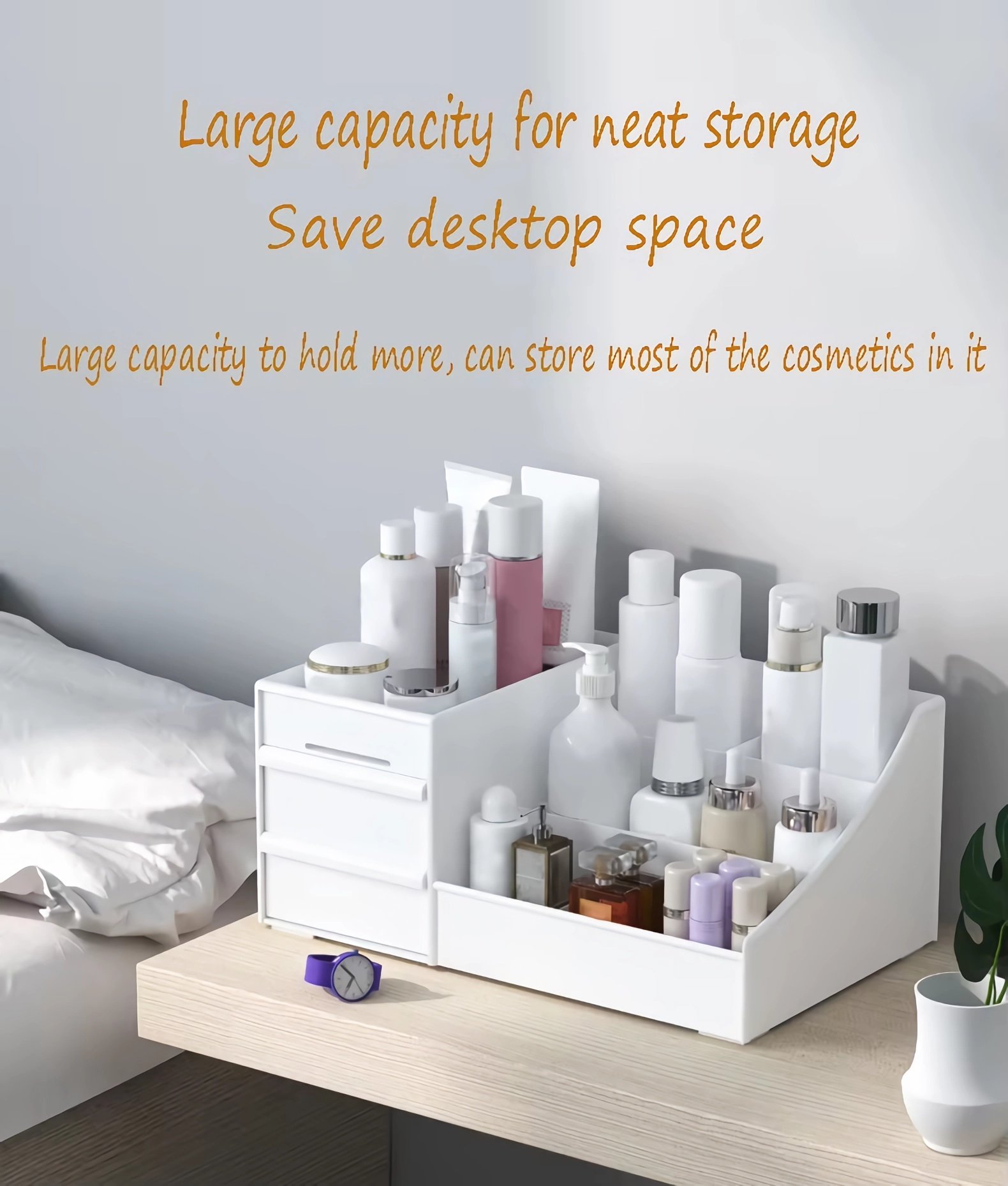 large capacity for neat storage save desktop space-Cosmetic with Drawer Multi-Functional Storage