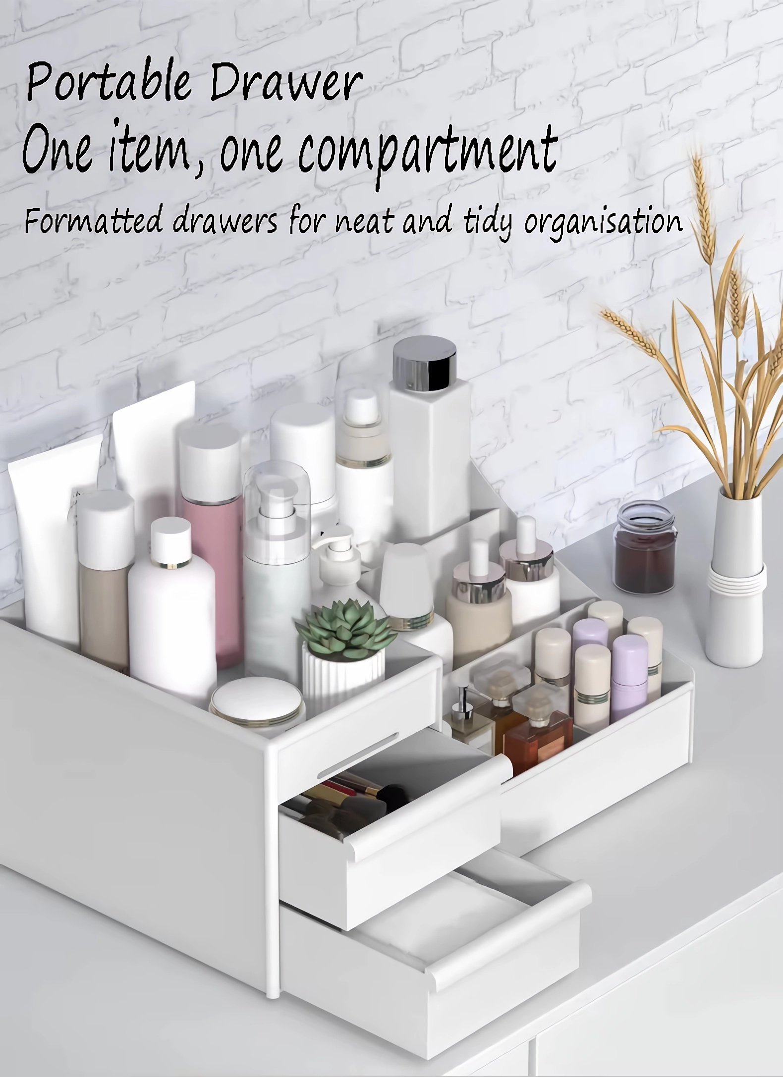 portable drawer one item, one compartment-Cosmetic with Drawer Multi-Functional Storage