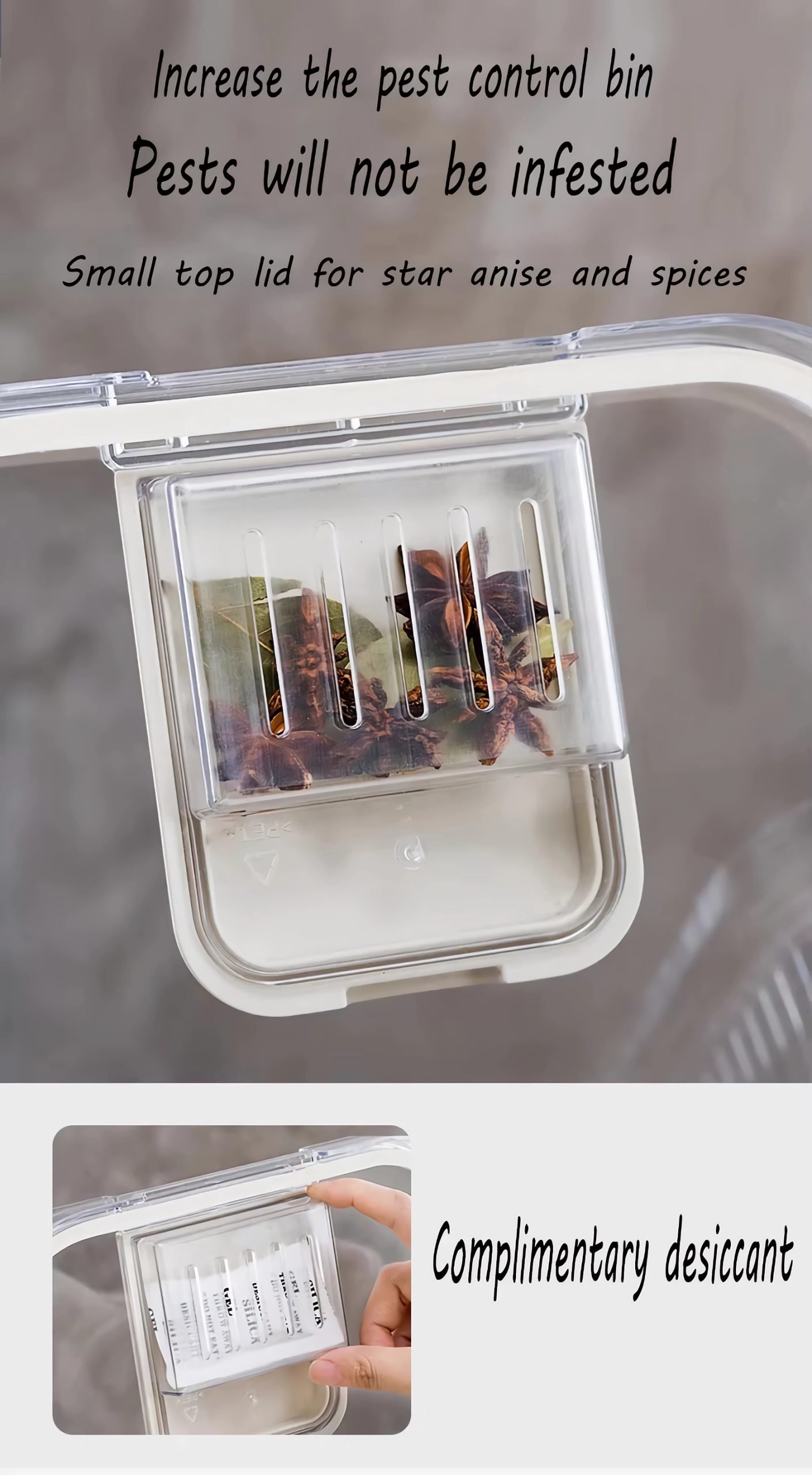 small top lid for star anise and spices-moisture-proof sealed rice bucket
