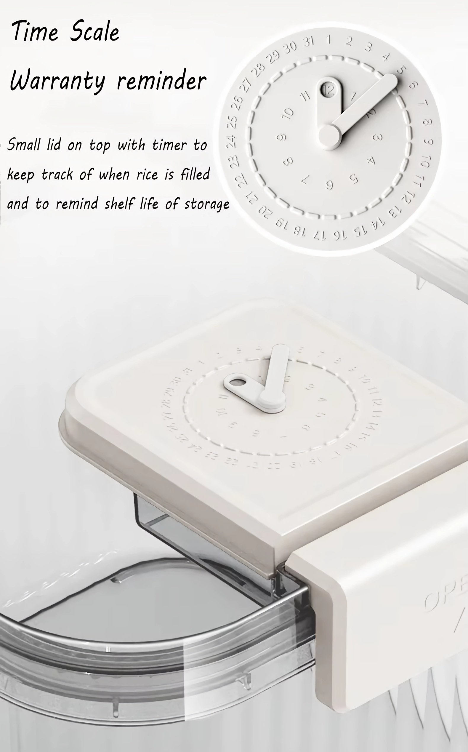 time scale warranty reminder-moisture-proof sealed rice bucket