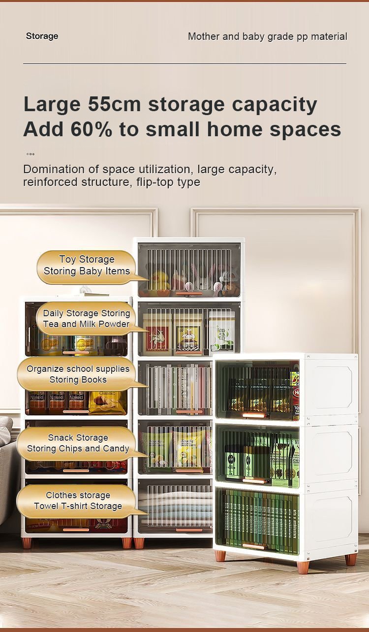 Large 55cm storage capacity add 60% to small home spaces-Large Capacity Multi-colour Snacks Storage Cabinet