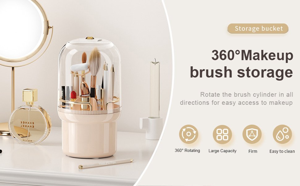 360 ° rotating makeup brush storage