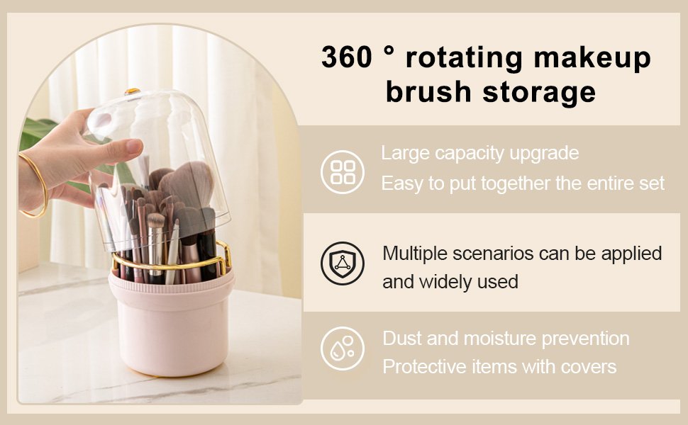 360 ° rotating makeup brush storage